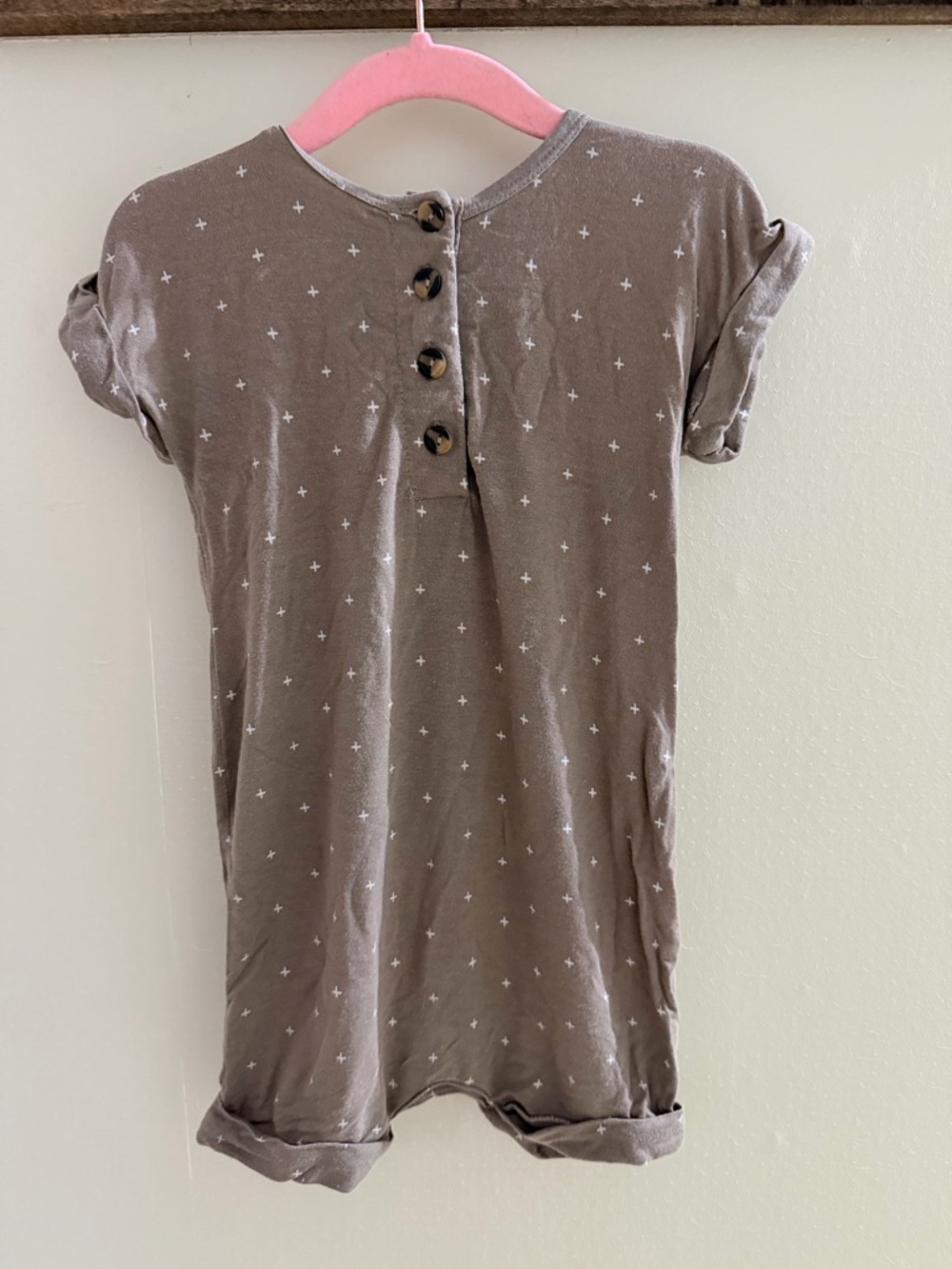 Lou Lou & Company Brown Short Sleeve Baby One-Piece with White Star Print